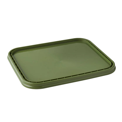 10 Litre Plastic Olive Green Tamper Evident Square Bucket with Metal Handle and Lid