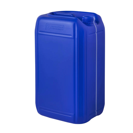 25 Litre Plastic Blue Fluorinated UN Approved Stackable Jerry Can with Visi Strip 60mm Neck 1200g Invopak