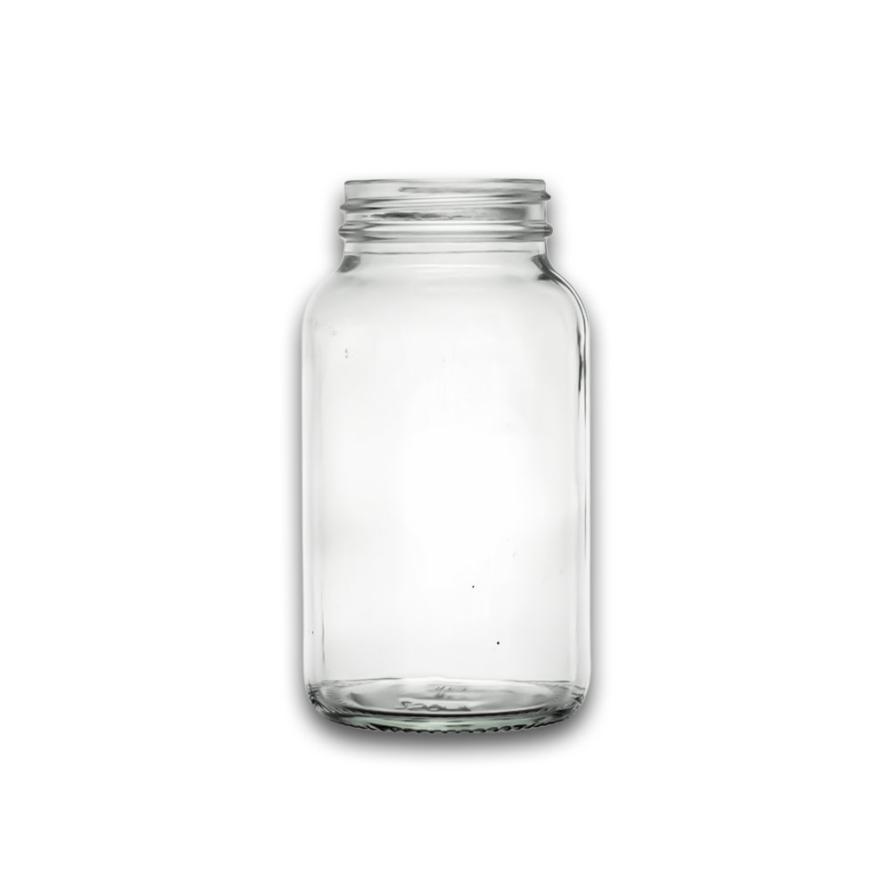 250ml Clear Glass Powder Bottle with Black Screw Cap