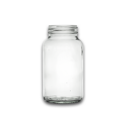 250ml Clear Glass Powder Bottle with Black Screw Cap