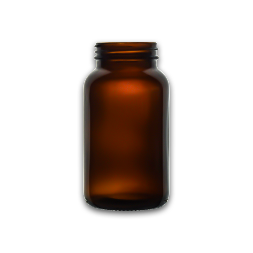 250ml Amber Glass Powder Bottle with Black Screw Cap