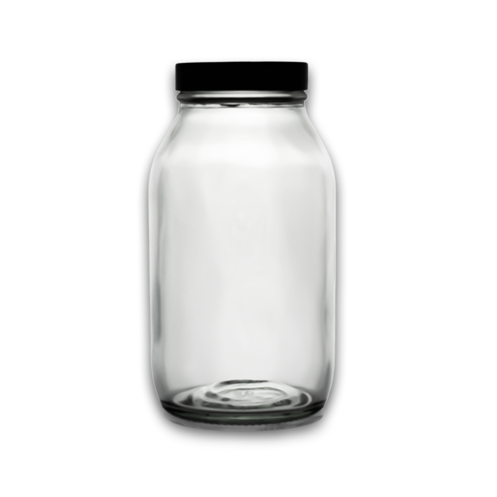 500ml Clear Glass Powder Bottle with Black Screw Cap