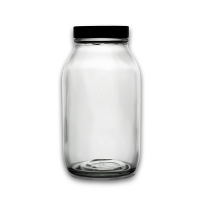 500ml Clear Glass Powder Bottle with Black Screw Cap