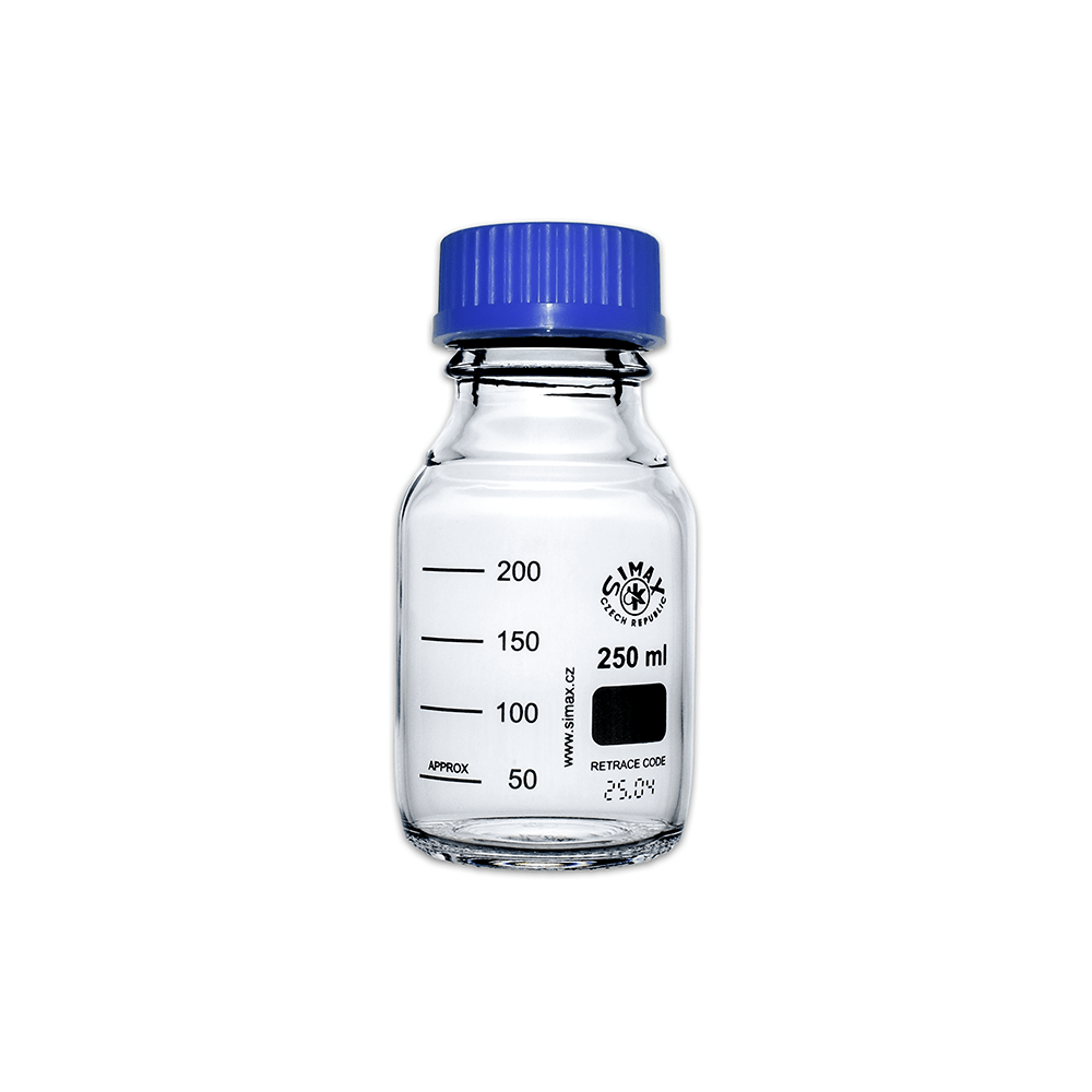 250ml Clear Glass Reagent Bottle with Blue Screw Cap