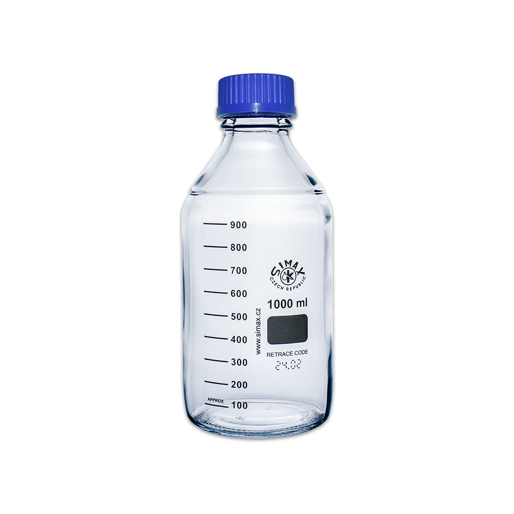1L Clear Glass Reagent Bottle with Blue Screw Cap