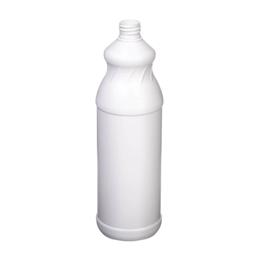1 Litre Recycled Plastic White Cylindrical Swirl Design Bottle 28mm Neck Invopak