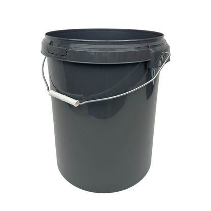 26 Litre Recycled Plastic Grey Round Bucket with Wire Handle