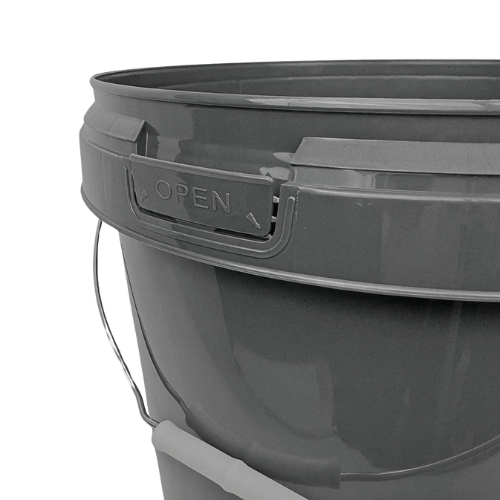 25 Litre Recycled Plastic Grey Round Bucket with Wire Handle