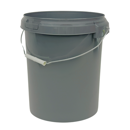 26 Litre Recycled Plastic Grey Round Bucket with Wire Handle