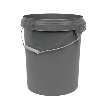 25 Litre Recycled Plastic Grey Round Bucket with Wire Handle