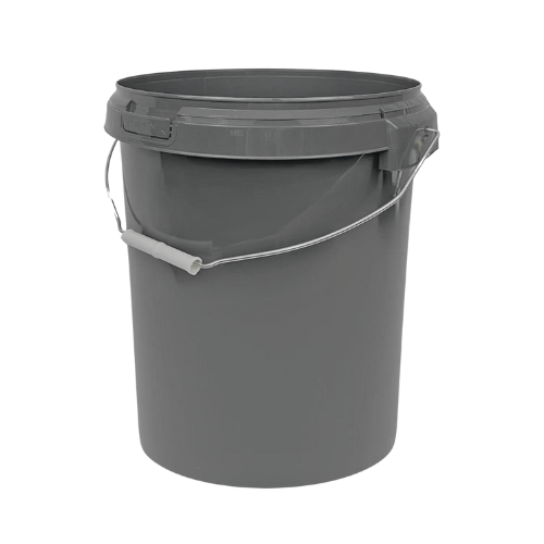 25 Litre Recycled Plastic Grey Round Bucket with Wire Handle