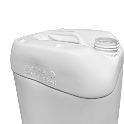 25 Litre Recycled Plastic UN Approved White Stackable Jerry Can with 61mm Neck