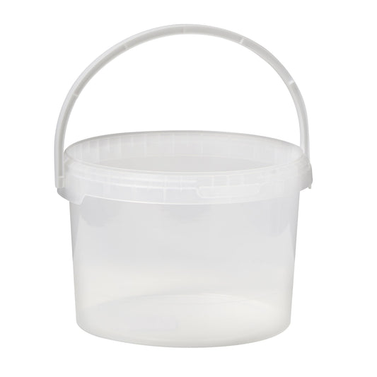 3 Litre Plastic Clear Tamper Evident Bucket with Plastic Handle