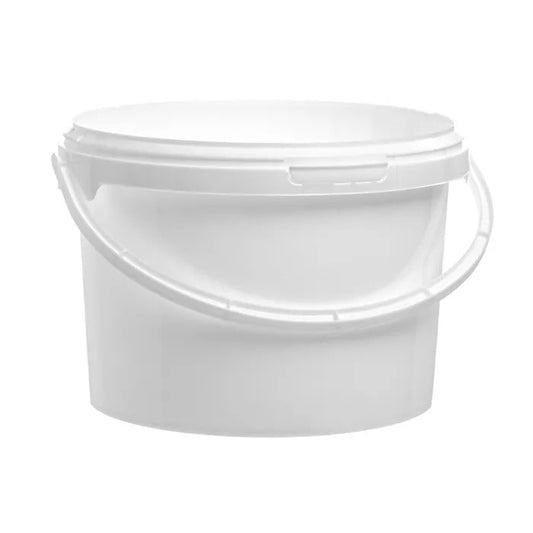 3 Litre Plastic White Tamper Evident Bucket with Plastic Handle