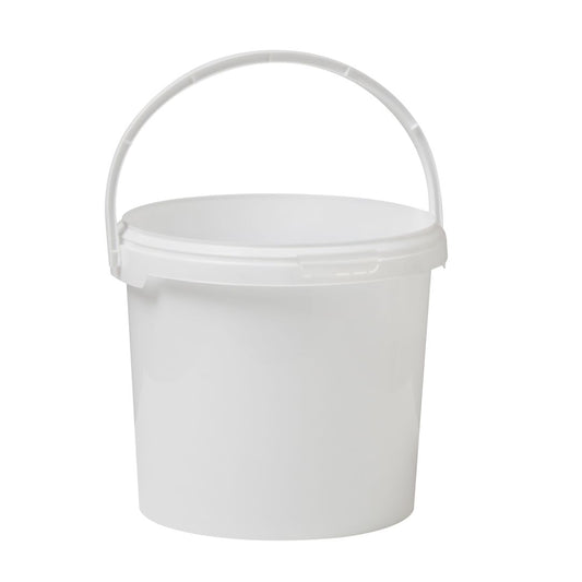 3.8 Litre Plastic White Tamper Evident Bucket with Plastic Handle