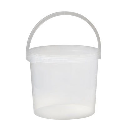 5.6 Litre Plastic Clear Tamper Evident Bucket with Plastic Handle