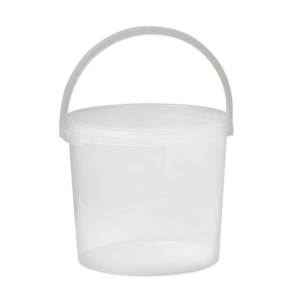 5.6 Litre Plastic Clear Tamper Evident Bucket with Plastic Handle Invopak