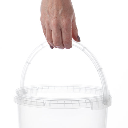 5.6 Litre Plastic Clear Tamper Evident Bucket with Plastic Handle