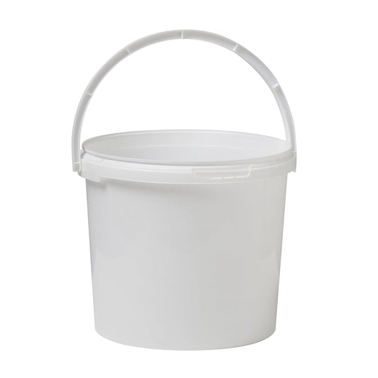 5.6 Litre Plastic White Tamper Evident Bucket with Plastic Handle