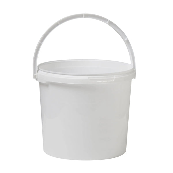 5.6 Litre Plastic White Tamper Evident Bucket with Plastic Handle Invopak