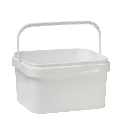 5 Litre Plastic White Tamper Evident Square Bucket with Plastic Handle