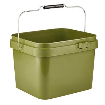 10 Litre Plastic Green Tamper Evident Square Bucket with Handle