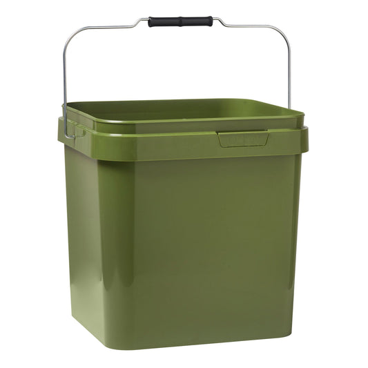 17 Litre Plastic Green Tamper Evident Square Bucket with Handle