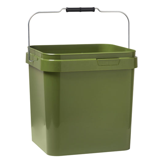 17 Litre Plastic Olive Green Tamper Evident Square Bucket with Handle