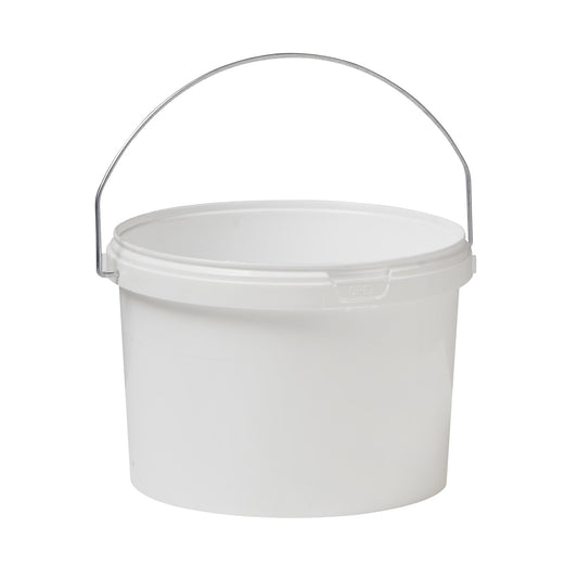 2.5 Litre Plastic White Tamper Evident Bucket With Wire Handle Double Lock