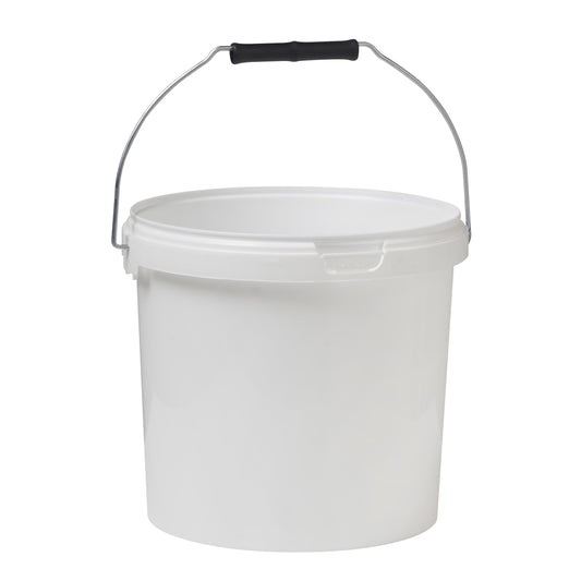 5 Litre White Food Grade Tamper Evident Bucket - Wire Handle Double Lock