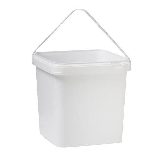 5.2 Litre White Tamper Evident Square Bucket with Plastic Handle