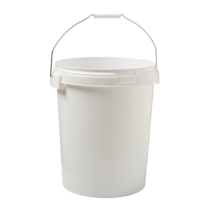 25 Litre Plastic White Tamper Evident Bucket with Wire Handle