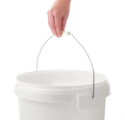 25 Litre Plastic White Tamper Evident Bucket with Wire Handle