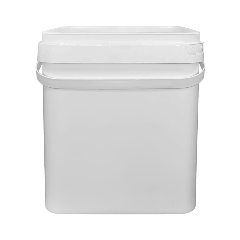 17 Litre Plastic White Tamper Evident Rectangle Bucket with Slim Plastic Handle