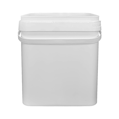 17 Litre Plastic White Tamper Evident Rectangle Bucket with Slim Plastic Handle