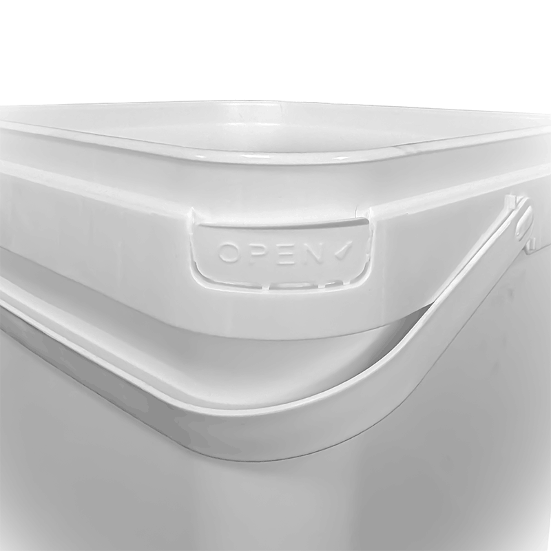 17 Litre Plastic White Tamper Evident Rectangle Bucket with Slim Plastic Handle