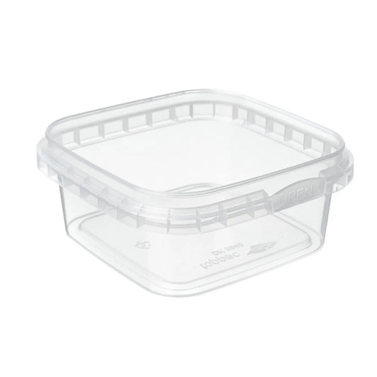 185ml Clear Plastic Tamper Evident Square Tub