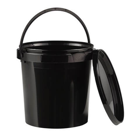 1 Litre Black Tub Complete with 131mm Black Lid and Plastic Handle