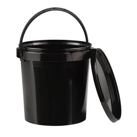 1 Litre Black Tub Complete with 131mm Black Lid and Plastic Handle Invopak