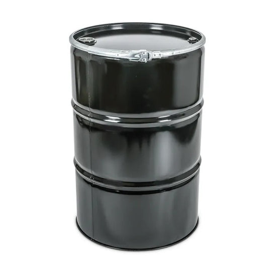 210 L Steel Black Lacquered Open Top Keg, UN Approved, two and three quarter inch bung closure