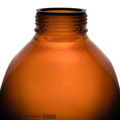Simax Square 5000ml Borosilicate Amber Glass Reagent Bottle with Blue Screw Cap
