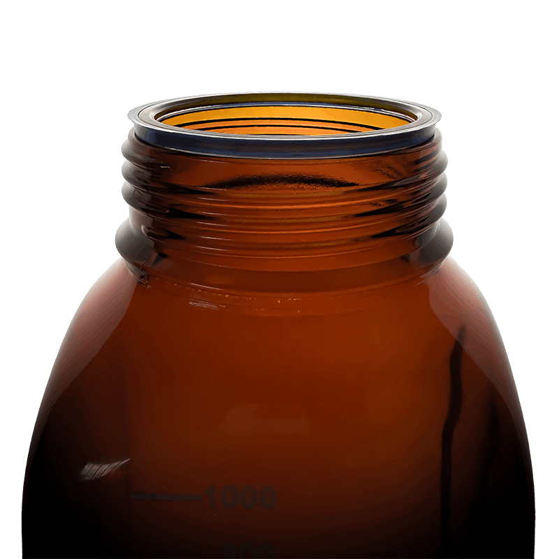 Simax Square 1000ml Borosilicate Amber Glass Reagent Bottle with Blue Screw Cap