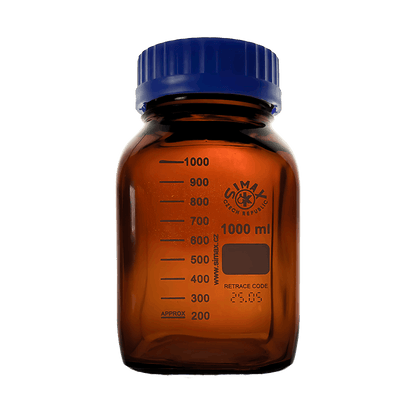 Simax Square 1000ml Borosilicate Amber Glass Reagent Bottle with Blue Screw Cap