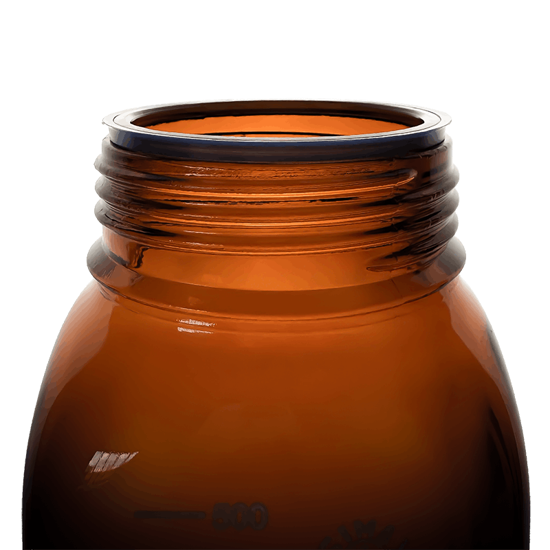 Simax Square 500ml Borosilicate Amber Glass Reagent Bottle with Blue Screw Cap