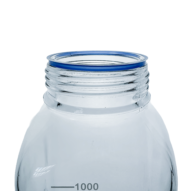 Simax Square 1000ml Borosilicate Clear Glass Reagent Bottle with Blue Screw Cap