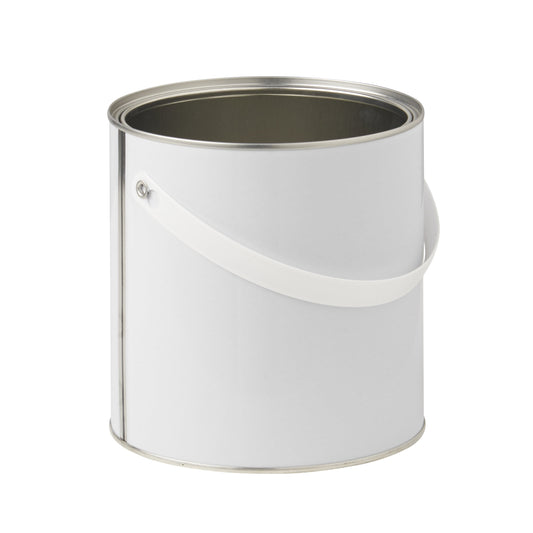 2.5 Litre Plain Lever Lid Tin in White with Plastic Handle