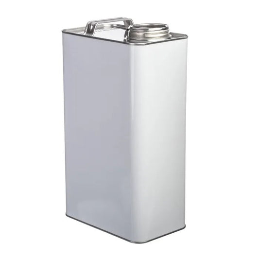 5L White Rectangular Tin with 59mm Screw Neck