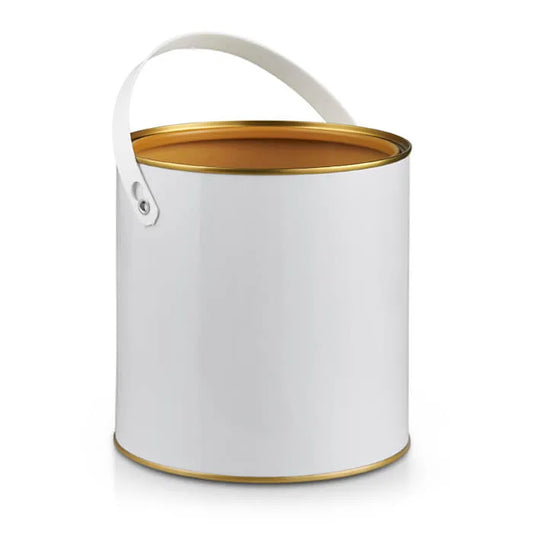 2.5 Litre Lacquered White Lever Lid Tinplate Tin