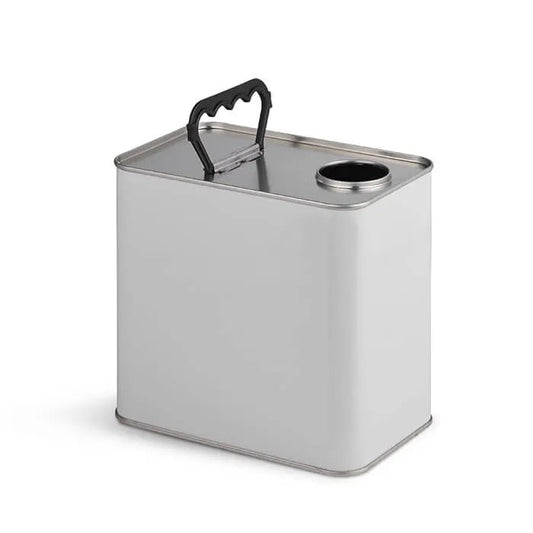 2.5 Litre Rectangular White Tin UN Approved with Plain Interior 42mm Opening for Plastic Berg