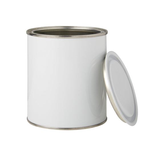 500 ML Plain White Lever Lid Tin Complete With Lid